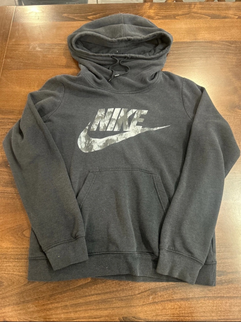 Nike Black Hoodie with Faded White Swoosh